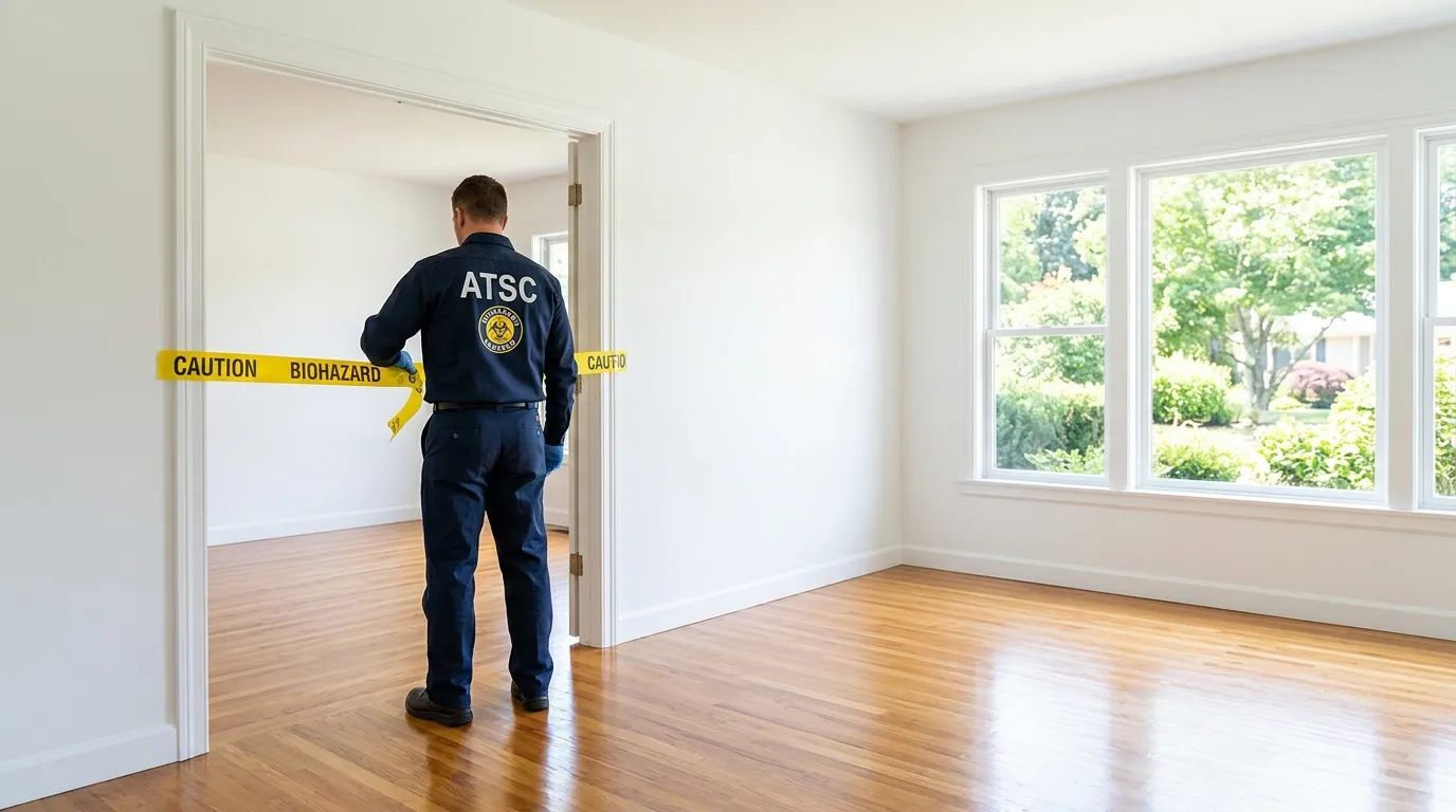 Certified biohazard cleanup crew performing Trauma Scene Cleanup in Darien